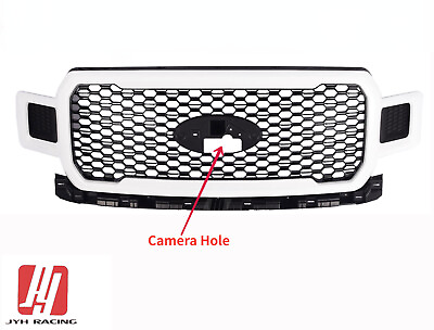 #ad Fits F150 2018 2020 Front Upper Grille Honeycomb White W Camera Hole $399.94
