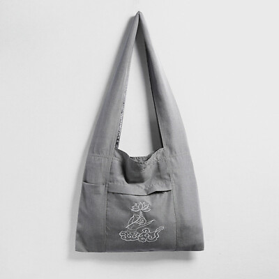 #ad Chinese Floral Embroidered Sack Monk Buddhist Meditation Backpack Shoulder Bag $40.49