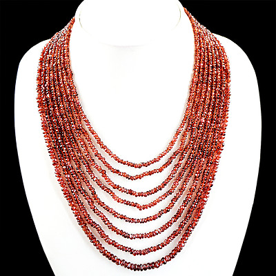 #ad ATTRACTIVE 470.00 CTS NATURAL 8 STRAND RED GARNET ROUND CUT BEADS NECKLACE RS $54.99
