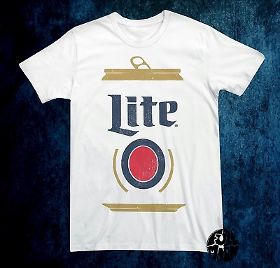 New Miller Lite Beer Men#x27;s White Can Retro Vintage Mens T Shirt $14.95