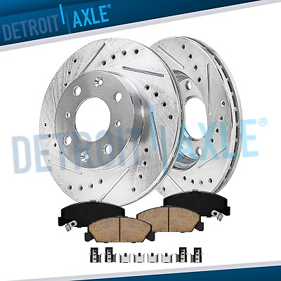 #ad Front Drilled Slotted Rotors and Brake Pads for Honda Civic del Sol Civic CRX $68.59