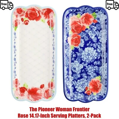 #ad 2 Pack The Pioneer Woman Frontier Rose 14.17 Inch Serving Platters $16.39