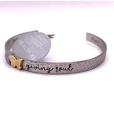 #ad DEMDACO Hammered Metal Plated Brass Bracelet Cuff Butterfly Honor Bangle $27 $14.95