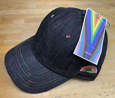 #ad Rainbow Threaded Embroidered Denim Unisex Baseball Cap Hat NWT Gay Pride LGBTQ $5.49