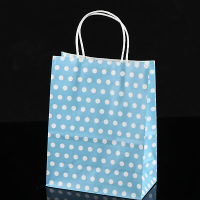 #ad #ad Blue Holiday Gift Bags w White Polka Dot Design 15x8x21cm Pack of 12 $9.99