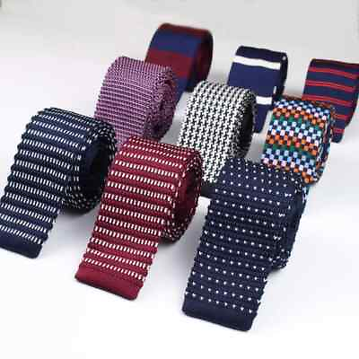 #ad Men Necktie Striped Slim Knitted Skinny Narrow Neck Ties Woven Formal Accessory $10.75