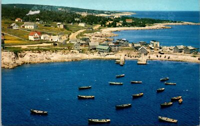 #ad Aerial CA Nova Scotia Cape Breton Neil#x27;s Harbour Fishing Boats Cottages Postcard $4.00