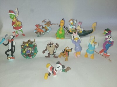 #ad Vtg Lot of 12 Hallmark Ornaments Dr Seuss. Taz. Minnie Bunny Pluto Glolier $42.50