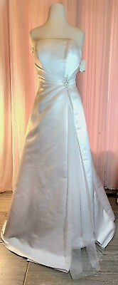 #ad Brand New David#x27;s Bridal ALine Strapless White Wedding Dress Size 4 $299... $42.00