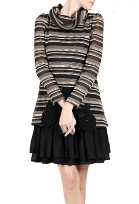 #ad Ryu Turtleneck Sweater Dress Lace Hem Long Sleeve Boho Womens Size Small $19.33
