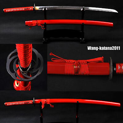 #ad Red Rose Katana Battle Ready T10 Steel Japanese Samurai Sharp Functional Sword $105.00