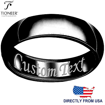 #ad Black Sterling Silver 925 Wedding Band Ring Plain Comfort Fit FREE ENGRAVE 3 8mm $21.70
