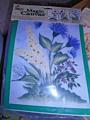 #ad Magic Canvas 1805 Wildflowers Pre Printed Painting Canvas Plaid One Stroke 2003 $12.34