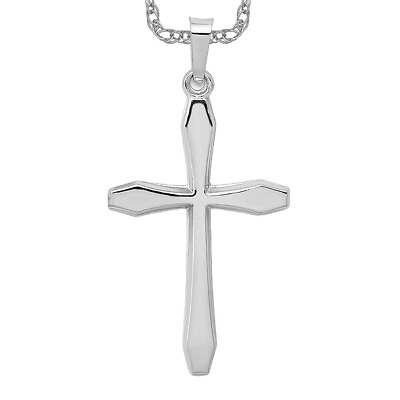 #ad 14K White Gold Latin Mexican Holy Cross Necklace Religious Pendant Jesus Chri... $554.00