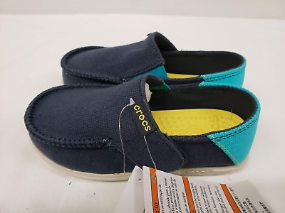 #ad Crocs Kids Shoes Size 10 11 12 13 Santa Cruz Slip on Loafers Navy Blue $19.99