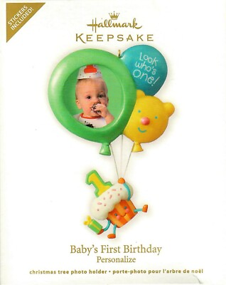 #ad Hallmark Ornament Baby First Birthday 2012 Baby Keepsake Balloon Photo Holder $7.95