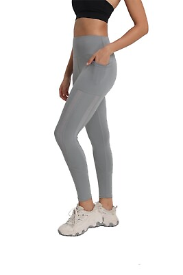 #ad Women Mesh Panel Leggings For Workout tummy control High Waist With Pockets $24.99