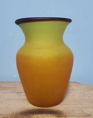 #ad Vintage Handblown Orange Mint Green Art Glass Minimalist Home Décor Flower Vase C $40.00