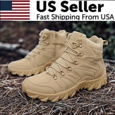 #ad Men#x27;s Military Tactical Boots Wear Resistant Combat Boots Outdoor Hiking $42.19