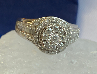 #ad 10K White Gold Diamond Ring 6.36g Fine Jewelry Size 7 Band Round Prong $449.95