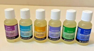 6 Massage Oils Plant Life Body Care Aromatherapy Spa Stress Home Essential Set $11.03