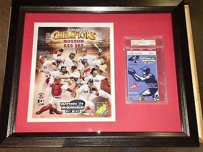 #ad 2004 Boston Red Sox MLB WORLD SERIES PSA GAME 4 TICKET 1 1 EXCLUSIVE FRAMED STUB $399.99
