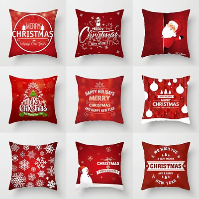 #ad Merry Christmas Pillow Cases Christmas Throw Pillow Case Cover Santa Claus Elk $75.41