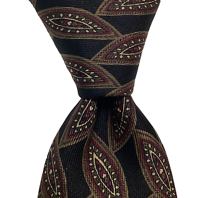 CHANEL Men#x27;s 100% Silk Necktie ITALY Luxury Designer Geometric Black Brown EUC $90.99