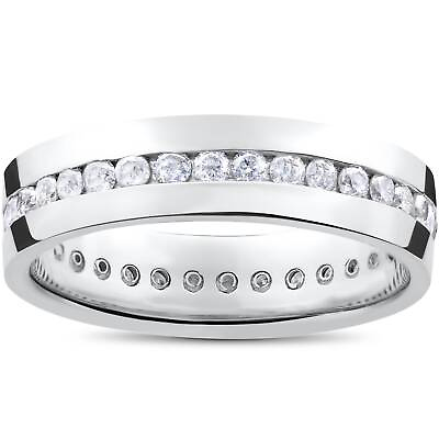 #ad Mens 1 1 4ct Real Diamond Channel Set Eternity Ring Wedding Band Anniversary $899.99