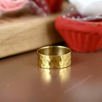 #ad Hammered Golden Men#x27;s Hammered Solid Brass ring Brass Wedding Band $22.00