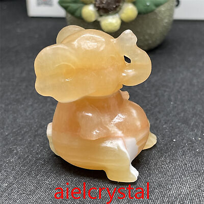 #ad 2quot;2 Natural Hand Carved Quartz Crystal Yellow calcite Reiki like elephant 1PC $20.12