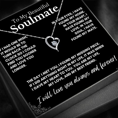 #ad To My Soulmate Wife Necklace Gift for Valentine Fiancée Girlfriend Gifts for Her $27.99