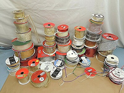 LARGE LOT OF GIFT RIBBON MANY COLORS WIDTHS ALL OCCASIONS NEW AND USED $39.99