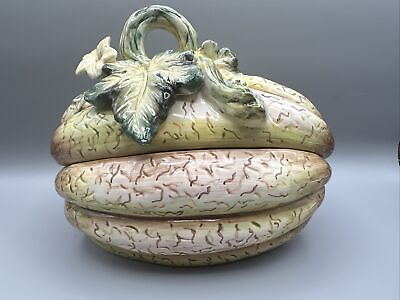 #ad Rare Vintage Kaldun amp; Bogle Squash Gourd Lidded Covered Ceramic Dish $125.00