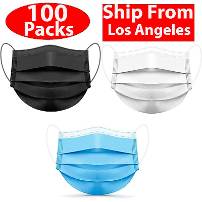 #ad 100 50 PCS Black Face Mask Mouth amp; Nose Protector Respirator Masks USA Seller $11.99