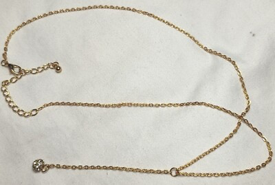#ad #ad Vintage Gold Vermeil Toned Necklace Chain Link Long Adjustable Crystal Pendant $13.67