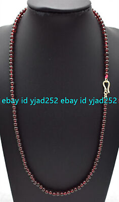 #ad Handmade Natural 4mm Dark Red Garnet Gemstone Round Beads Necklace 16 36in $8.99