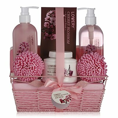 Lovery Spa Gift Basket in Cherry Blossom Bath and Body Set for Women $27.99