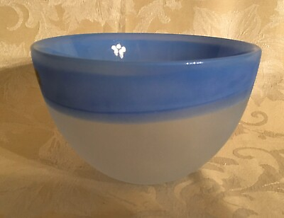 #ad Steninge Slott Sweden Lena Hansson Signed Blue Satin Art Glass Bowl $34.99