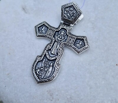 #ad New Pendant Cross Jesus Christ Crucifix Orthodox Russian Sterling 925 Silver Men $135.00