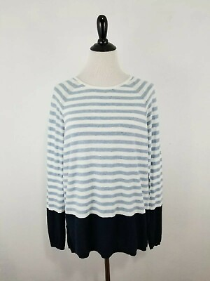 VINCE Women#x27;s Striped Colorbock Pullover Knit Sweater Size Medium $28.00