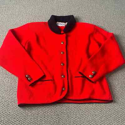 #ad Tally Ho Womens Cardigan Sweater Medium Red Long Sleeves Button Front Holiday $13.99