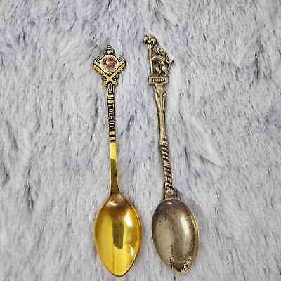 #ad Vintage Silver Gold Souvenir Spoon Lot of 2 Italy Toledo Firenze 5quot; EUC Rare $12.95