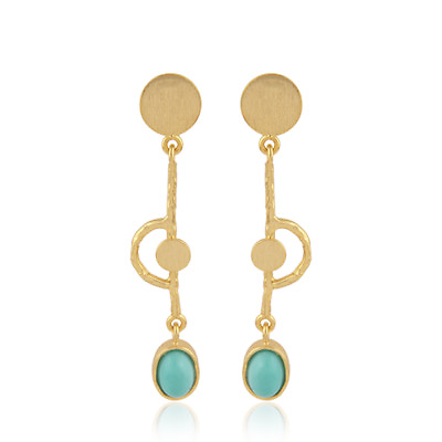 #ad 18k Gold Plated 925 Silver Turquoise Gemstone Earrings Jewelry For Women#x27;s $25.77