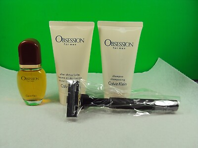 #ad #ad OBSESSION Calvin Klein Cosmetics Co Set After Shave Shampoo EDT Razor NEW P48 $39.99