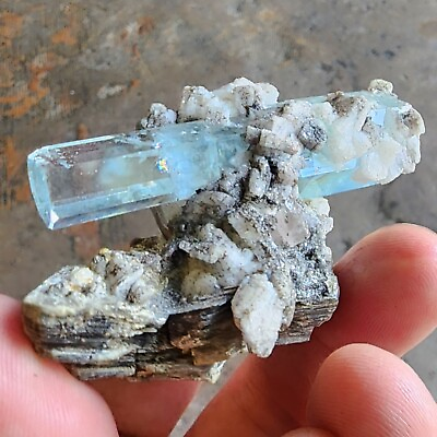 #ad Fine Stunning Quality Aquamarine Gem Crystal From Shigar Pakistan Fluorescent $450.00