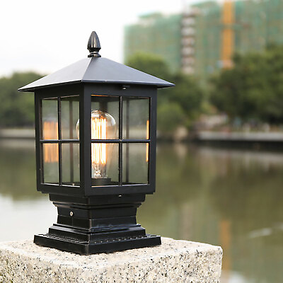 #ad Retro Exterior Post Lantern Lamp Yard Driveway Fence Outdoor Gate Pillar Light！ $35.00