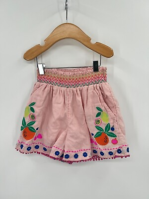 #ad Mini Boden Girls Size 6Y Pink Fruit Applique Pull On Shorts $14.88