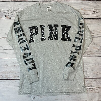 #ad Victoria’s Secret PINK Retired Bling Campus Tee Long Sleeve XS $64.99