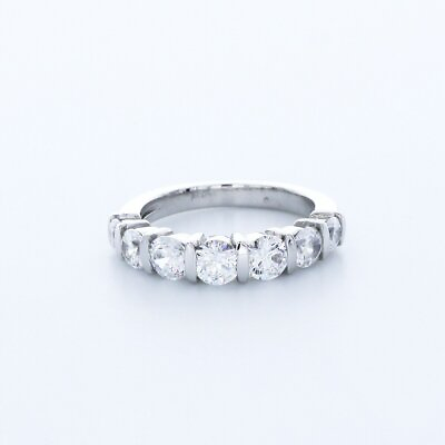 #ad 1.0 CTW Natural Diamonds G SI1 Round Cut 14K White Gold Bar Vintage Wedding Ring $1249.74